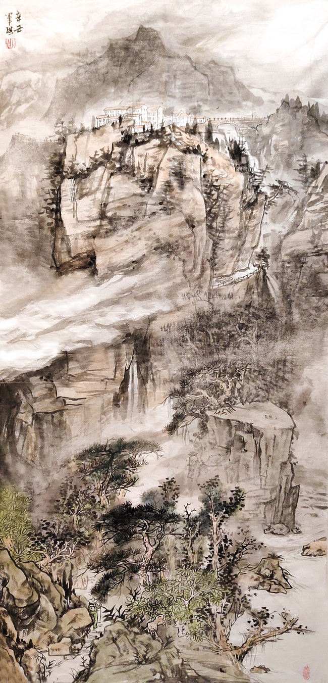 中國畫《山中飄過一(yī)朵雲》.jpg